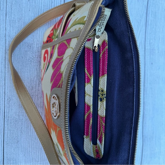 Spartina 449 Pink and Orange Shoulder Bag with Floral Design - Picture 8 of 11